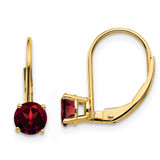 Image of 16mm 14K Yellow Gold 5mm Garnet Leverback Earrings XLB111GA