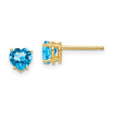 Image of 5mm 14K Yellow Gold 5mm Heart Blue Topaz Earrings XE97BT