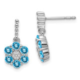 Image of 15.5mm 14k White Gold Blue Topaz and Diamond Earrings EM7191-BT-004-WA