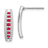 Image of 17mm 14k White Gold Diamond and Ruby Fancy Earrings EM3849-RU-030-WA