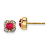 Image of 5mm 14K Yellow Gold Diamond and Ruby Fancy Earrings EM3923-RU-010-YA