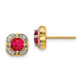 Image of 7mm 14K Yellow Gold Diamond and Ruby Fancy Earrings EM3923-RU-013-YA