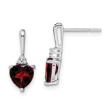 Image of 15.7mm 14k White Gold Garnet and Diamond Heart Earrings EM7029-GA-003-WA