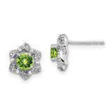 Image of 8.8mm 14k White Gold Peridot and Diamond Post Earrings EM7459-PE-006-WA
