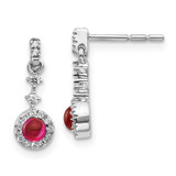 Image of 14mm 14k White Gold Diamond and Cabochon Ruby Earrings EM4037-RU-016-WA