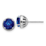 Image of 8mm 14k White Gold Diamond and Sapphire Post Earrings EM5608-SA-013-WA