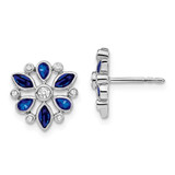 Image of 12.1mm 14k White Gold Sapphire and Diamond Post Earrings EM7219-SA-013-WA