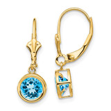 Image of 25mm 14K Yellow Gold 6mm Blue Topaz Leverback Earrings XLB101BT