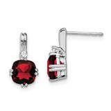Image of 13.75mm 10k White Gold Cushion Garnet and Diamond Earrings EM7083-GA-004-1WA