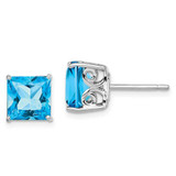 Image of 8mm Sterling Silver Rhodium-plated Blue Topaz Earrings QE9840BT