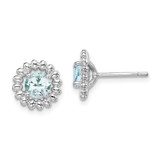 Image of 10mm Sterling Silver Rhodium-plated Aquamarine Earrings QE14495MAR