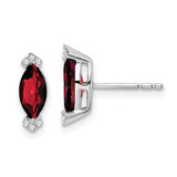 Image of 10.9mm 14k White Gold Marquise Garnet and Diamond Earrings EM7109-GA-005-WA