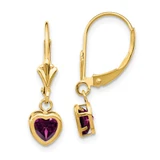 Image of 23mm 14K Yellow Gold 5mm Heart Rhodolite Garnet Earrings XLB109RG