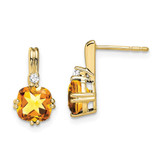 Image of 13.75mm 10k Yellow Gold Cushion Citrine and Diamond Earrings EM7083-CI-004-1YA