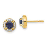 Image of 9mm 14K Yellow Gold Diamond and Sapphire Fancy Halo Earrings EM3922-SA-015-YA