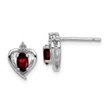 Image of 10mm Sterling Silver Rhodium-plated Garnet & Diamond Earrings QBE19JAN