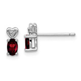 Image of 8mm Sterling Silver Rhodium-plated Garnet & Diamond Earrings QBE23JAN