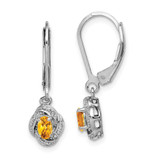Image of 26mm Sterling Silver Rhodium-plated Diamond & Citrine Earrings QBE12NOV