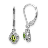 Image of 26mm Sterling Silver Rhodium-plated Diamond & Peridot Earrings QBE12AUG