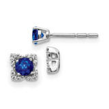 Image of 5mm 14k White Gold Diamond and Sapphire Stud w/Jacket Earrings EM4022-SA-010-WA