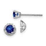 Image of 5mm 14k White Gold Diamond and Sapphire Stud w/Jacket Earrings EM4024-SA-007-WA