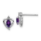 Image of 10mm Sterling Silver Rhodium-plated Amethyst & Diamond Earrings QBE19FEB