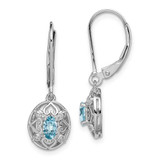 Image of 28mm Sterling Silver Rhodium-plated Blue Topaz Diamond Earrings QE10231BT