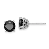 Image of 8mm Sterling Silver Rhodium-plated Black Sapphire Post Earrings QE12151