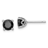 Image of 7mm Sterling Silver Rhodium-plated Black Sapphire Post Earrings QE12162