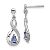Image of 21mm Sterling Silver Rhodium-plated Tanzanite & Diamond Earrings QDX983