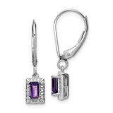 Image of 24mm Sterling Silver Rhodium-plated Amethyst and Diamond Earrings QE10221AM