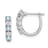 Image of 12mm Sterling Silver Rhodium-plated Aquamarine & Diamond Earrings QE10209AQ