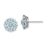 Image of 10mm Sterling Silver Rhodium-plated Diamond & Aquamarine Earrings QE9988AQ