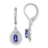 Image of 28mm Sterling Silver Rhodium-plated Tanzanite Lever Back Earrings QE10017TZ