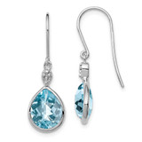 Image of 29mm Sterling Silver Rhodium-plated Diamond and Blue Topaz Earrings QE10303BT