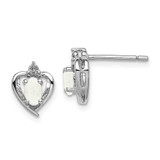 Image of 10mm Sterling Silver Rhodium-plated Created Opal & Diamond Earrings QBE19OCT