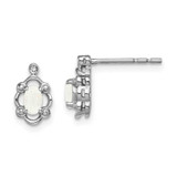 Image of 10mm Sterling Silver Rhodium-plated Created Opal & Diamond Earrings QBE21OCT