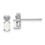 Image of 8mm Sterling Silver Rhodium-plated Created Opal & Diamond Earrings QBE23OCT