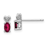 Image of 8mm Sterling Silver Rhodium-plated Created Ruby & Diamond Earrings QBE23JUL