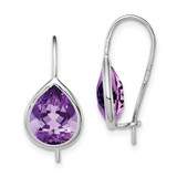Image of 20mm Sterling Silver Rhodium-plated Amethyst Teardrop Dangle Earrings QE10332AM