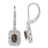 Image of 30mm Sterling Silver Rhodium-plated Diamond and Smoky Quartz Earrings QE10165SQ