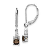 Image of 26mm Sterling Silver Rhodium-plated Smoky Quartz and Diamond Earrings QE10213SQ