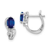 Image of 13mm Sterling Silver Rhodium-plated Diamond & Sapphire Hinged Earrings QE9953S