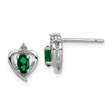 Image of 10mm Sterling Silver Rhodium-plated Created Emerald & Diamond Earrings QBE19MAY
