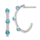 Image of 23mm 14k White Gold Simulated Turquoise and White Topaz J-hoop Earrings EM7421-BTQ-W