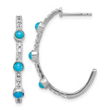 Image of 27.3mm 14k White Gold Simulated Turquoise and White Topaz J-hoop Earrings EM7485-BTQ-W