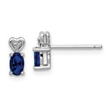 Image of 8mm Sterling Silver Rhodium-plated Created Sapphire & Diamond Earrings QBE23SEP