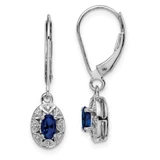 Image of 26mm Sterling Silver Rhodium-plated Diamond & Created Sapphire Earrings QBE10SEP