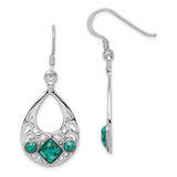Image of 39mm Sterling Silver Rhodium-plated Simulated Turquoise Dangle Earrings QE12354