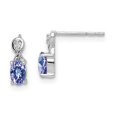 Image of 11mm Sterling Silver Rhodium-plated Diamond & Tanzanite Oval Post Earrings QE9966TZ